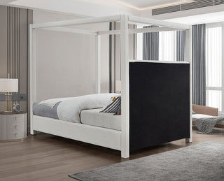 Emerson Upholstered Bed, Cream, King, Linen Textured Fabric