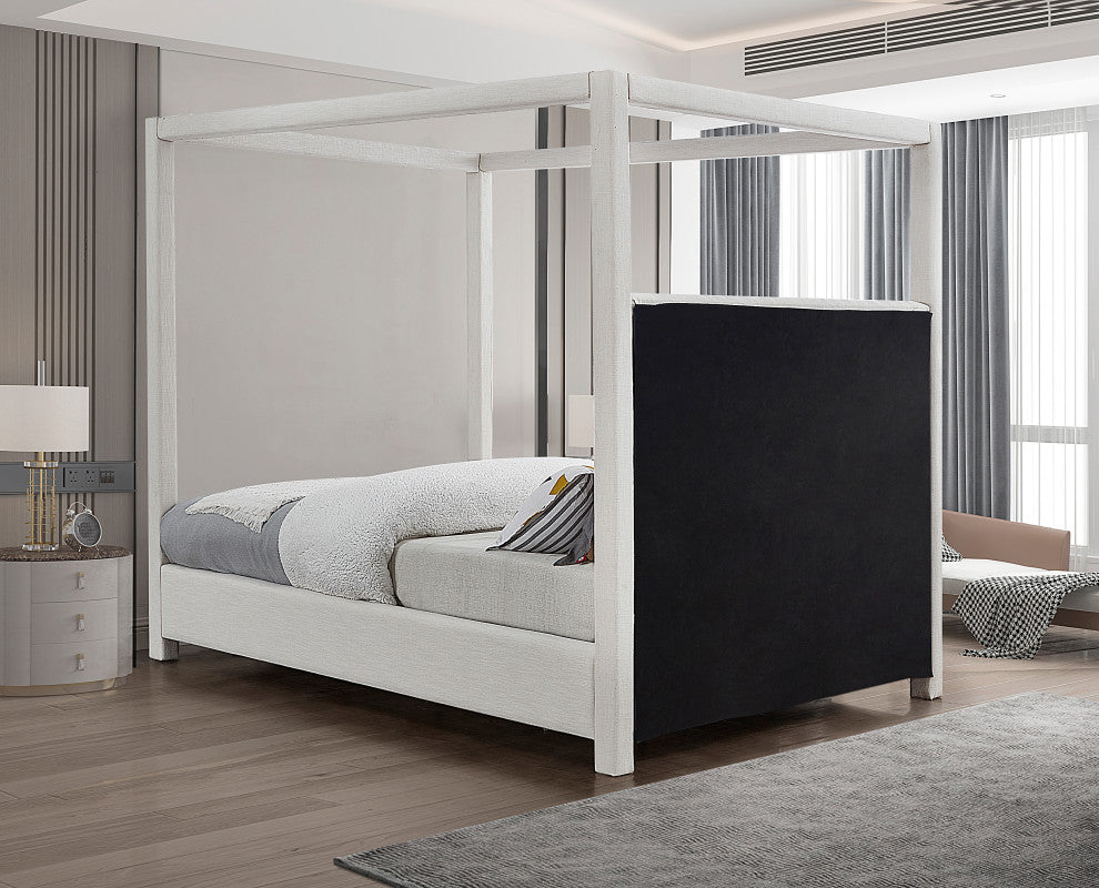 Emerson Upholstered Bed, Cream, King, Linen Textured Fabric