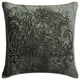 Damask Silver Foil Grey & Silver Velvet 12"x12" Pillow Cover, Steel Damask