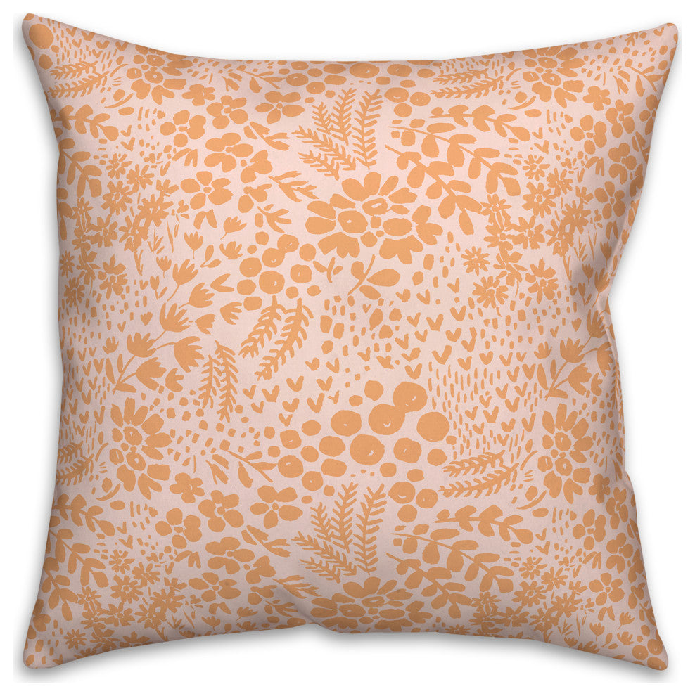 Orange Dainty Floral 18x18 Spun Poly Pillow