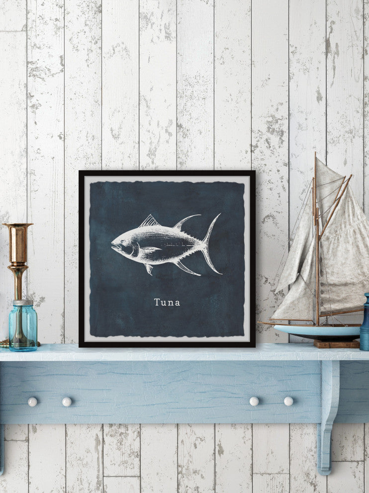 "Tuna in Blue" Framed Painting Print, 18x18