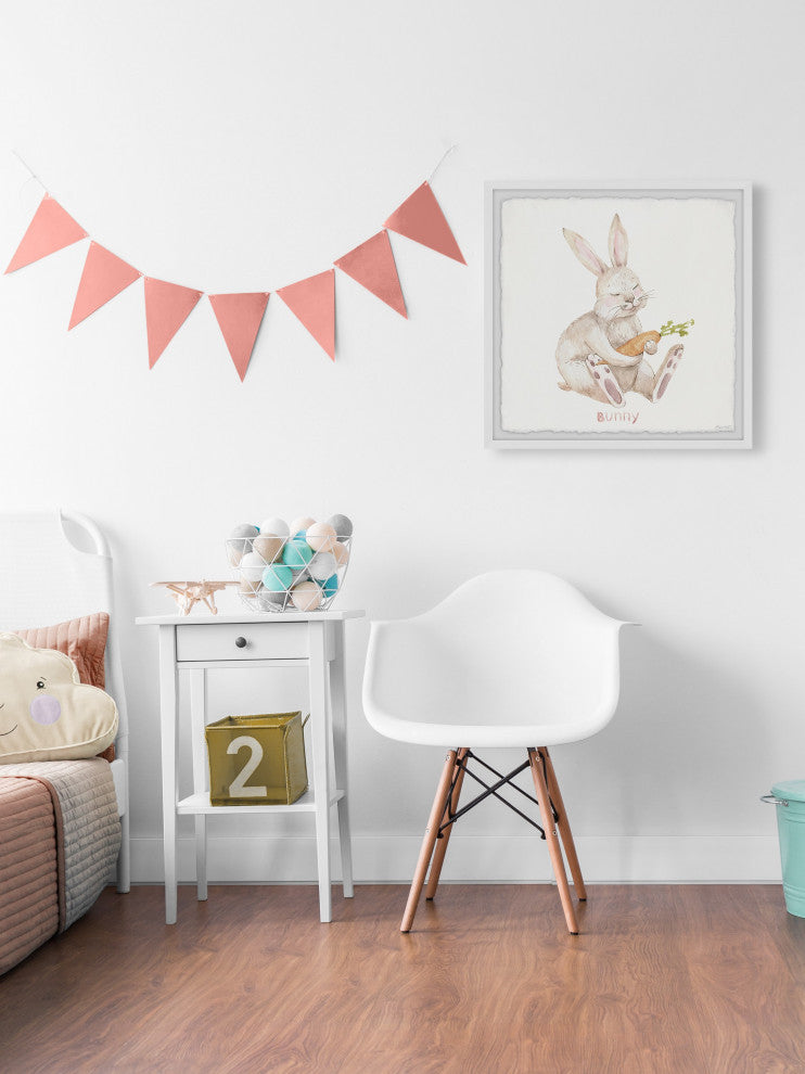 "Bunny Loves Carrots" Framed Painting Print, 12x12