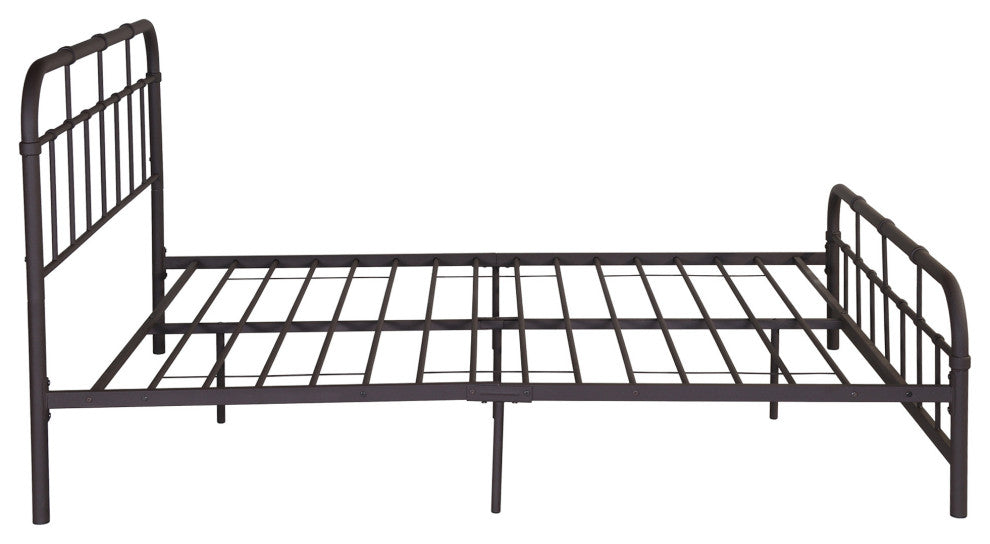 GDF Studio Sylvia Industrial Queen Iron Bed Frame, Hammered Copper