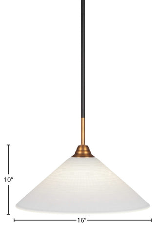 Paramount 1-Light Mini Pendant, Matte Black & Brass, 16" White Matrix Glass