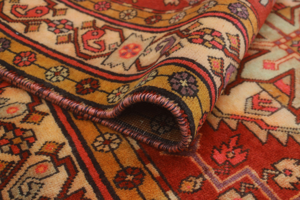 Fine Vintage Distressed Nazafari Rust/Beige Runner, 3'8x10'10