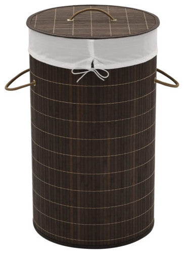 vidaXL Laundry Basket Laundry Hamper Dirty Clothes Basket Round Dark Brown