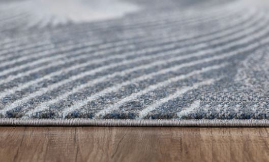 10"x13" Gray Blue Abstract Waves Modern Area Rug