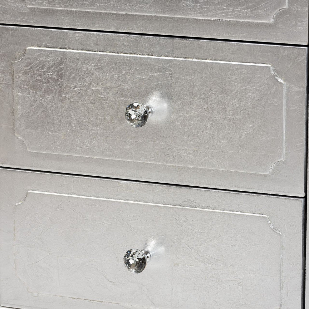 Newton Classic and Traditional Silver Finsihed Wood 3-Drawer Nightstand