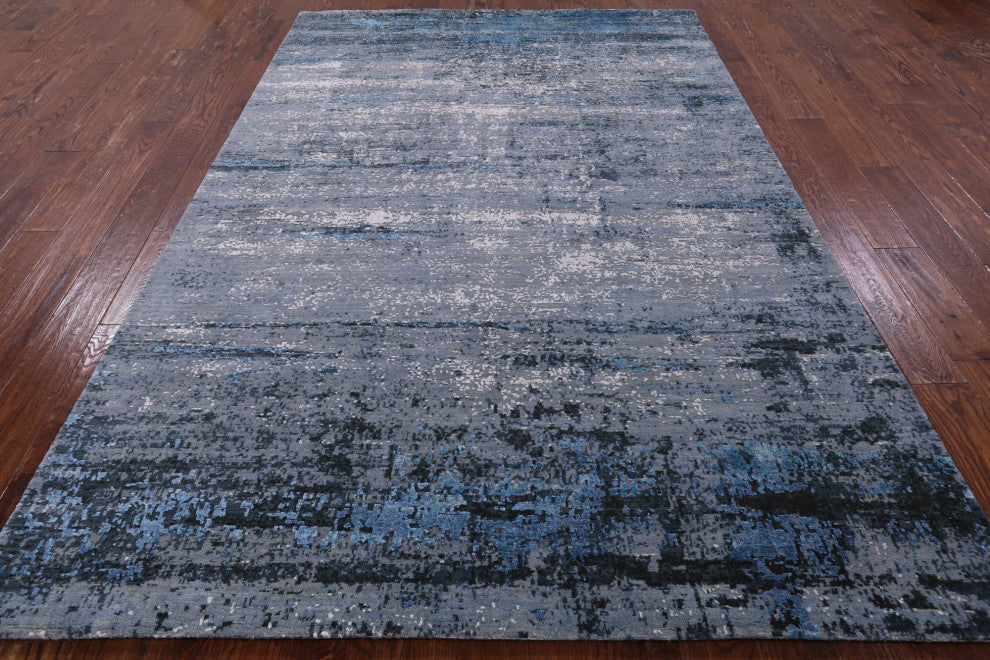 Wool and Silk Abstract Hand Knotted Rug 6' 1" X 9' 3" Q6178