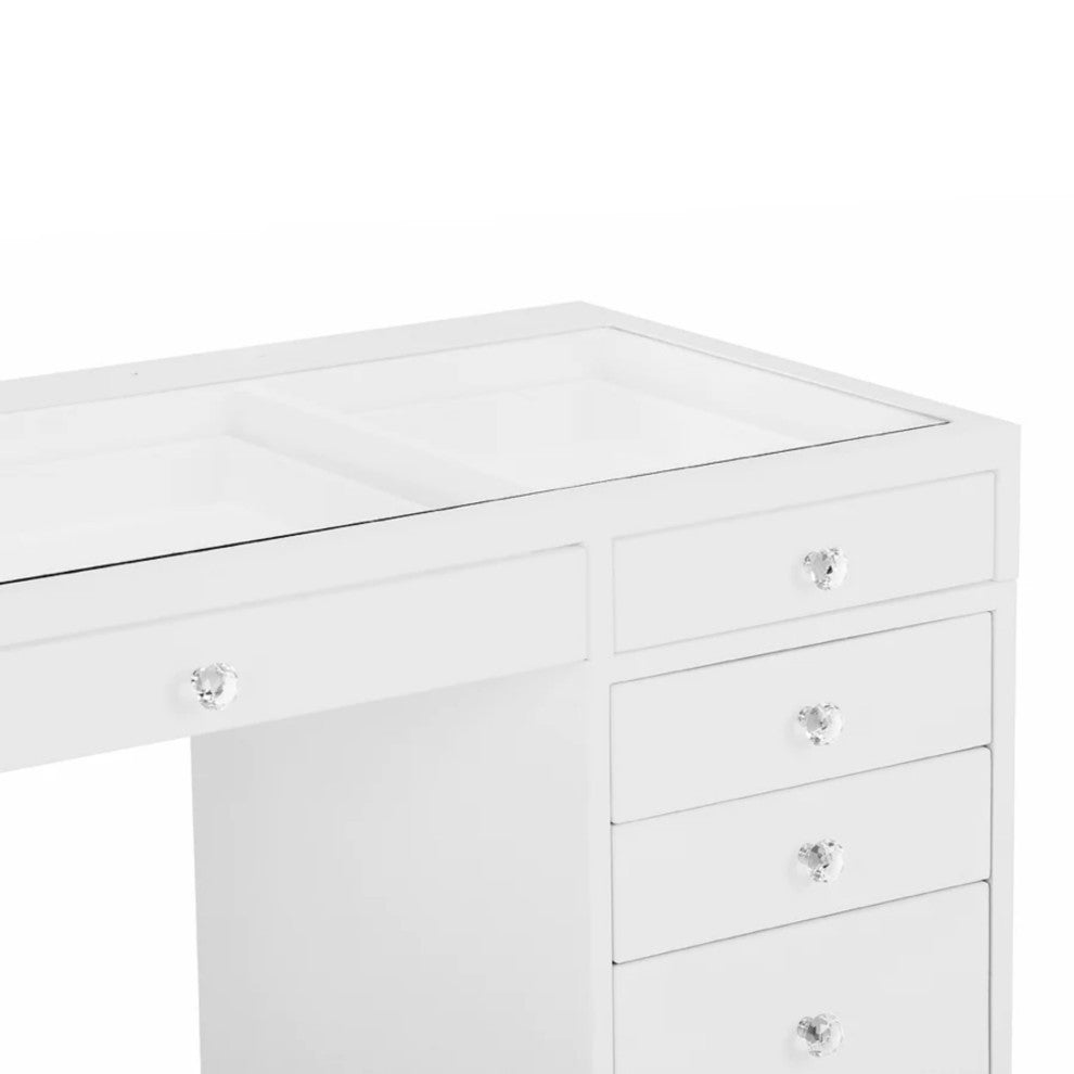 SlayStation Plus Premium Vanity Table with Drawers, Silver