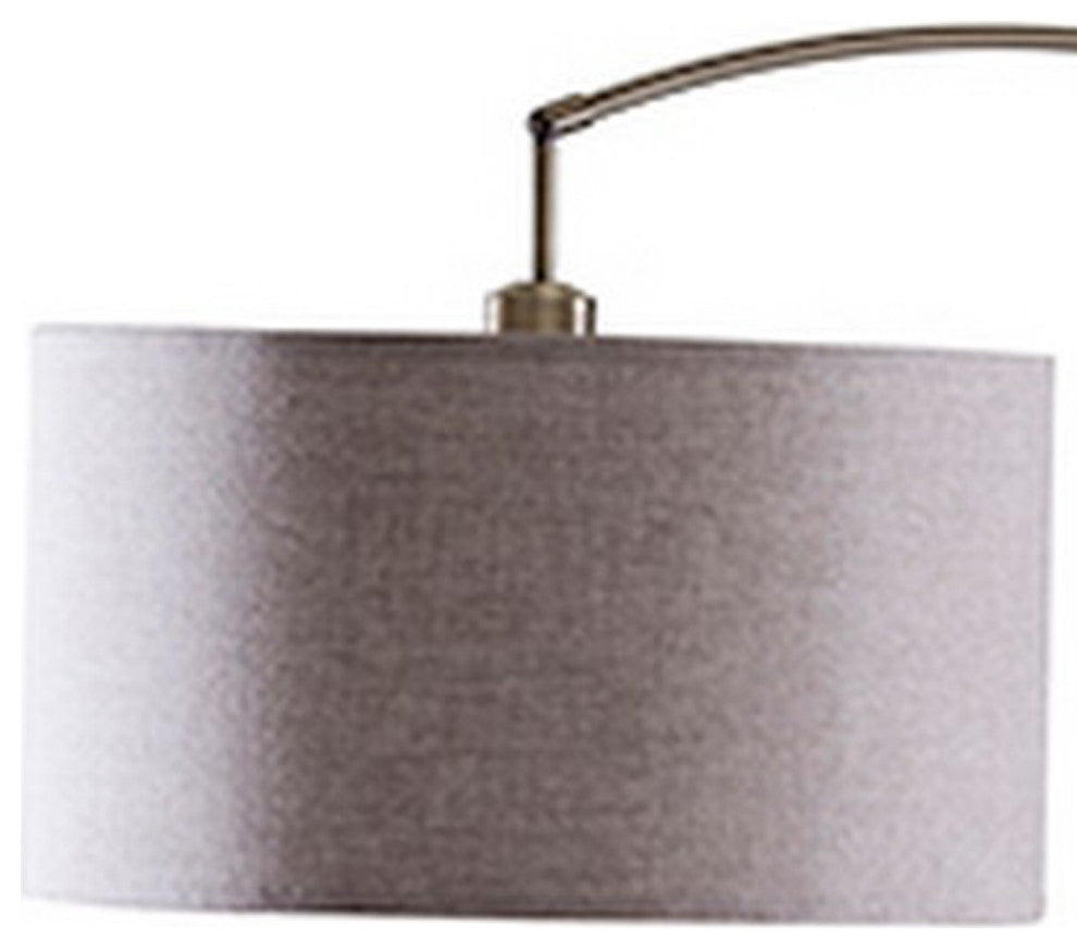 Benzara BM240433 Floor Lamp With Curved Metal Frame and Drum Shade, Antique Gold