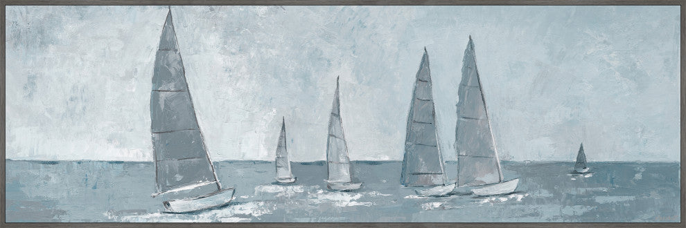 "Racing Sails" Floater Framed Painting Print on Canvas, 30x10
