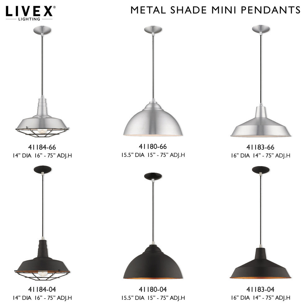 Livex Lighting Black 1-Light Mini Pendant