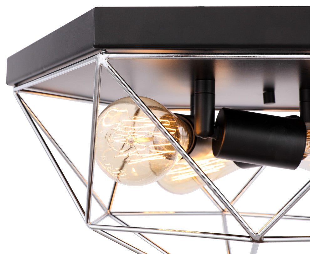 Woodbridge Lighting Lanning Flush Mount, Chrome/Black