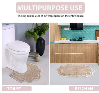 Allure Collection Absorbent Cotton Machine Washable Rug, 2-Piece Set, Linen