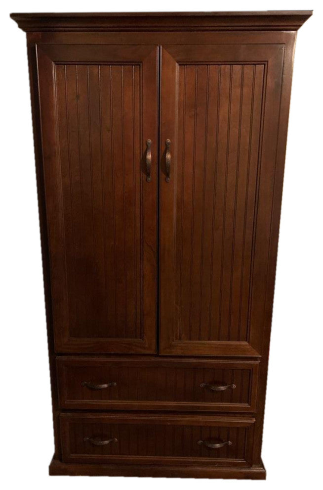 Extra Wide Coastal Pantry With lower drawers, Concord Cherry