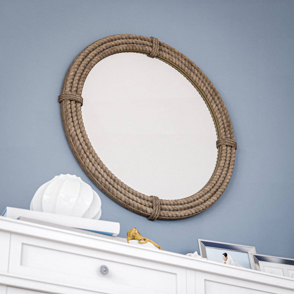 Kenroy 61025RP Wall Mirror, Rudy Collection, Natural Rope Finish