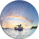 Fishing Boat At Phuket Sunrise Beach, Seascape Disc Metal Wall Art, 23"