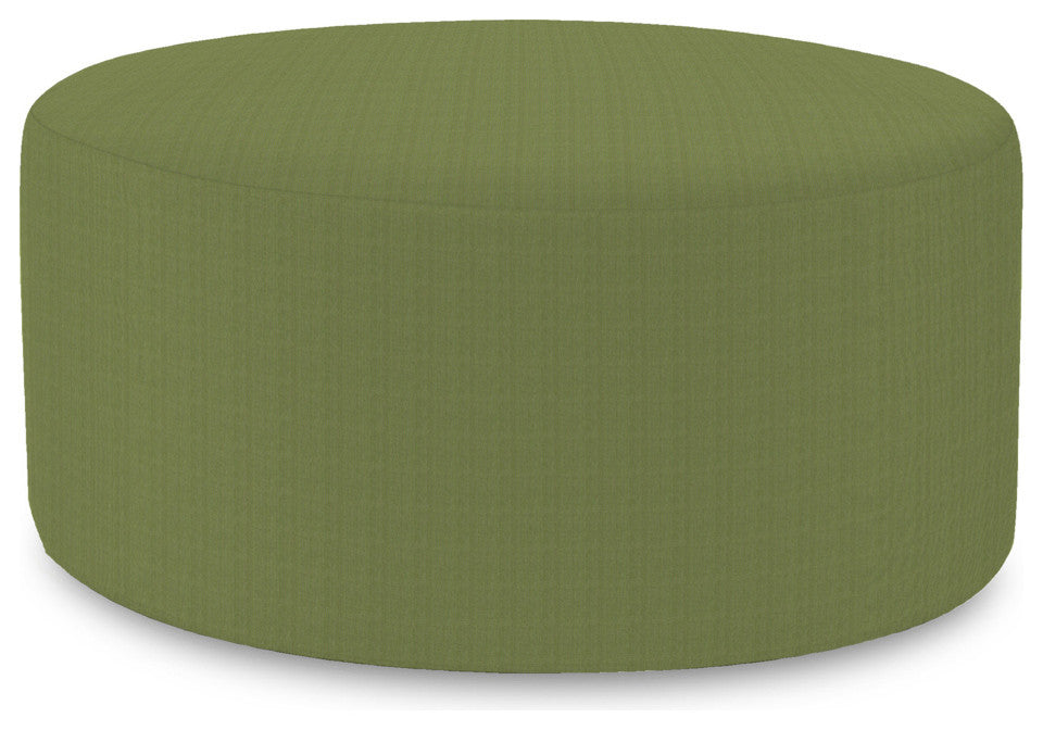 36" Universal Round Ottoman With Slipcover, Seascape Moss
