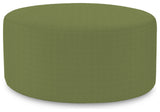 36" Universal Round Ottoman With Slipcover, Seascape Moss