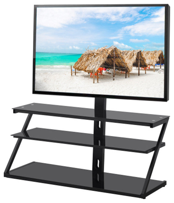Universal Tempered Glass metal frame TV stand with 3 layer