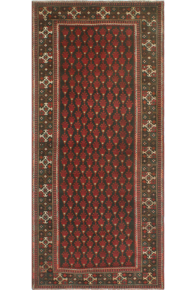 Vintage Distressed Bethzy Charcoal/Red Runner, 4'2x9'6
