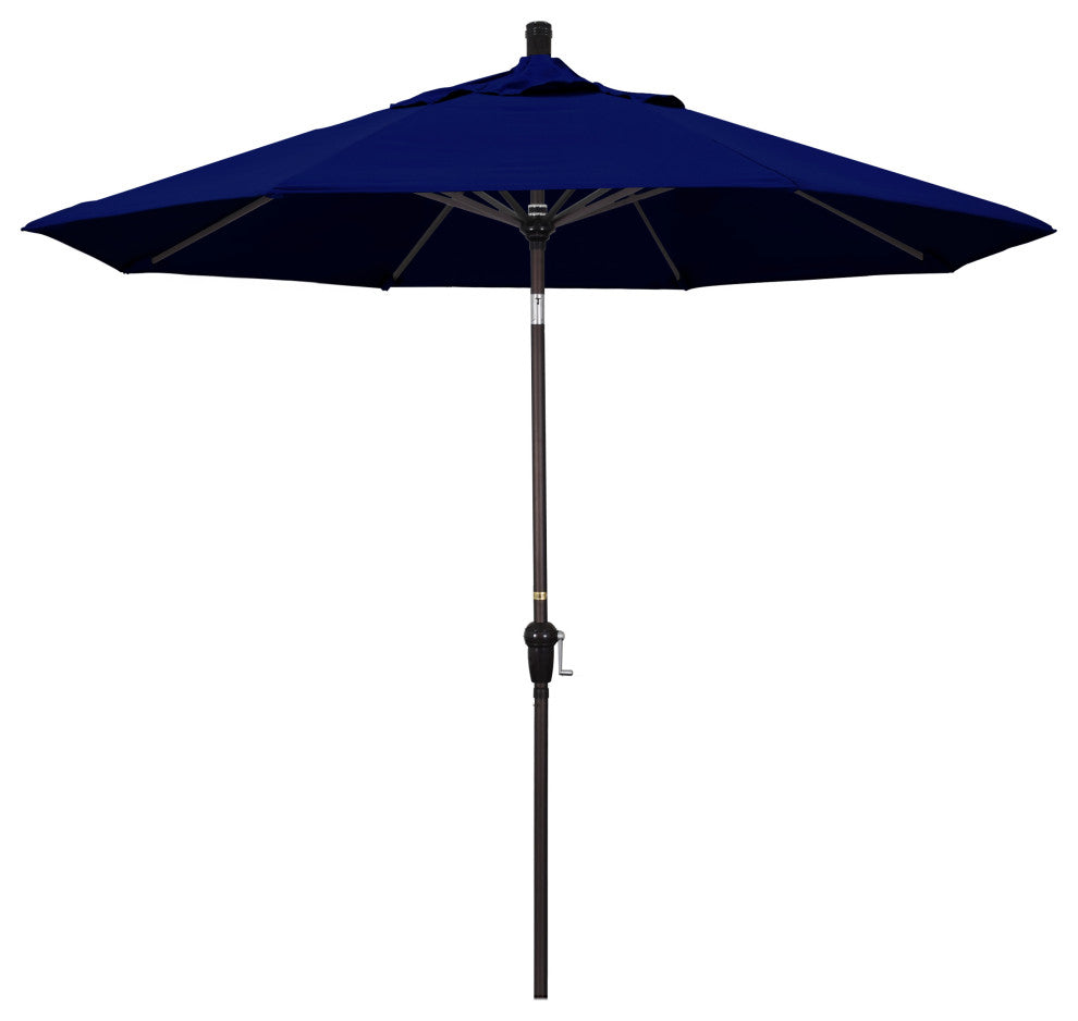 9' Aluminum Umbrella Auto Tilt Bronze, True Blue