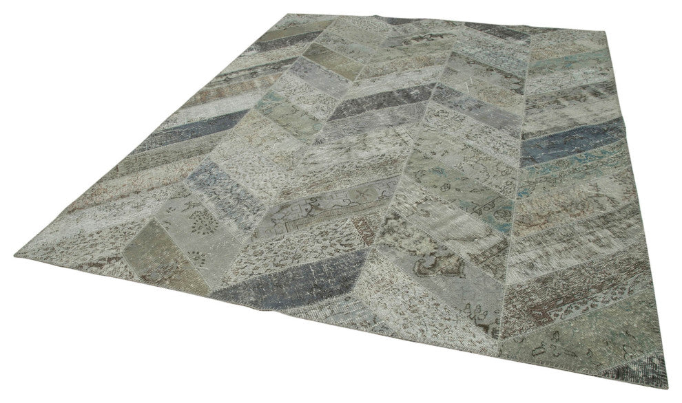 Rug N Carpet - Hand-Knotted Turkish 8' 0" x 10' 1" Unique Patchwork Area Rug