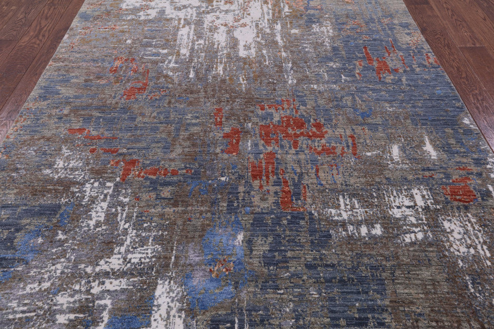 Wool and Silk Modern Hand-Knotted Rug 6' 0" X 9' 2"- Q6858