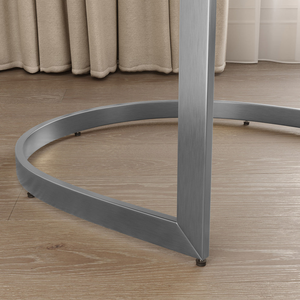 Velvet Dining Chair w/ Chrome Stainless Steel Base - Blue