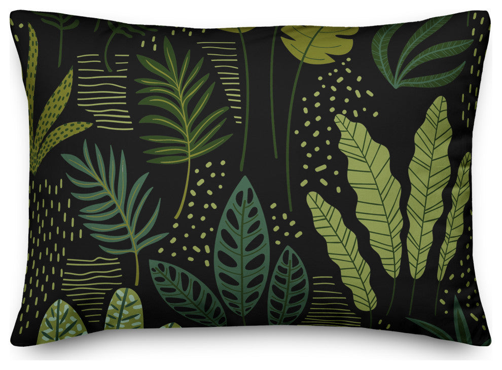 Fun Leaves On Black 14x20 Spun Poly Pillow