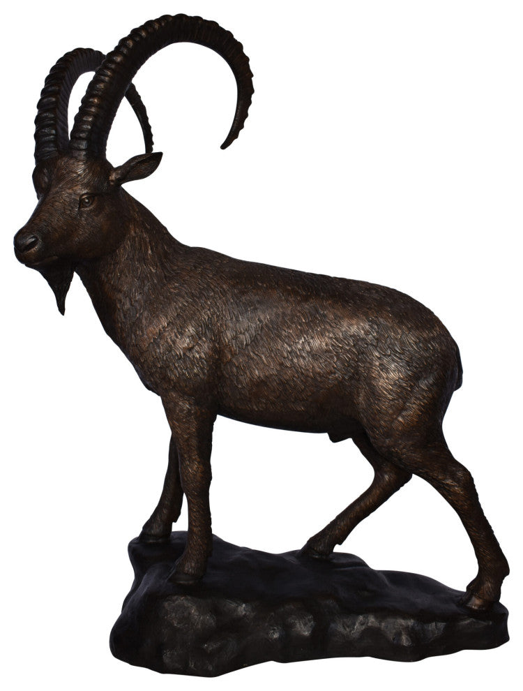 Standing Lifesize Mountain Goat Bronze Statue Size: 22"L x 36"W x 48"H.