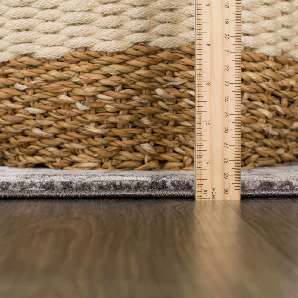 Hauteloom Parkerfield Blue Area Rug, Beige/Black/Charcoal, 5'3"x7'3"