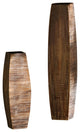 Whitewash Tall Oblong Wooden Vases, Set of 2