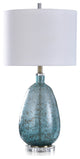 Bay St. Louis Aged Textured Glass Table Lamp, Tinted Turquoise White Shade