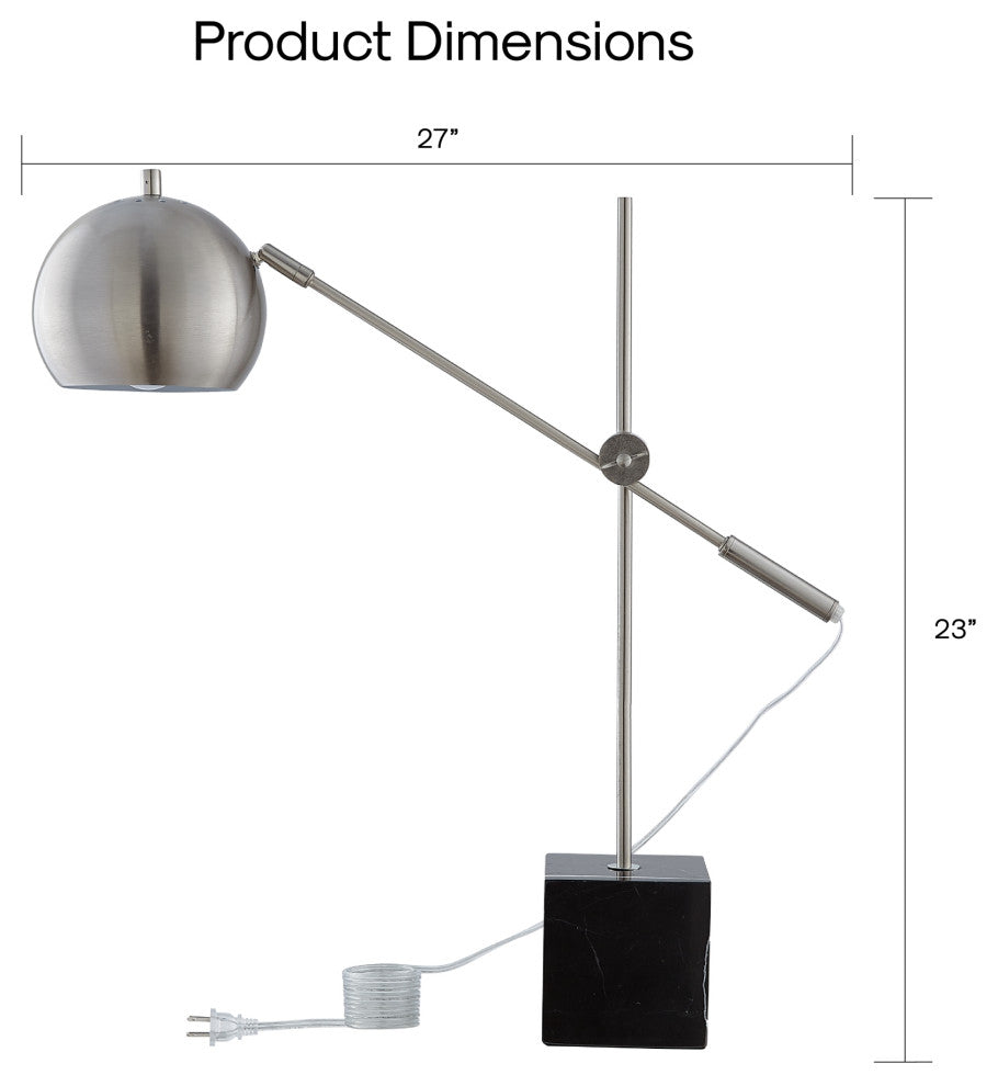 Inspired Home Harmonee Table Lamp, Marble Stone Base, Stainless Steel
