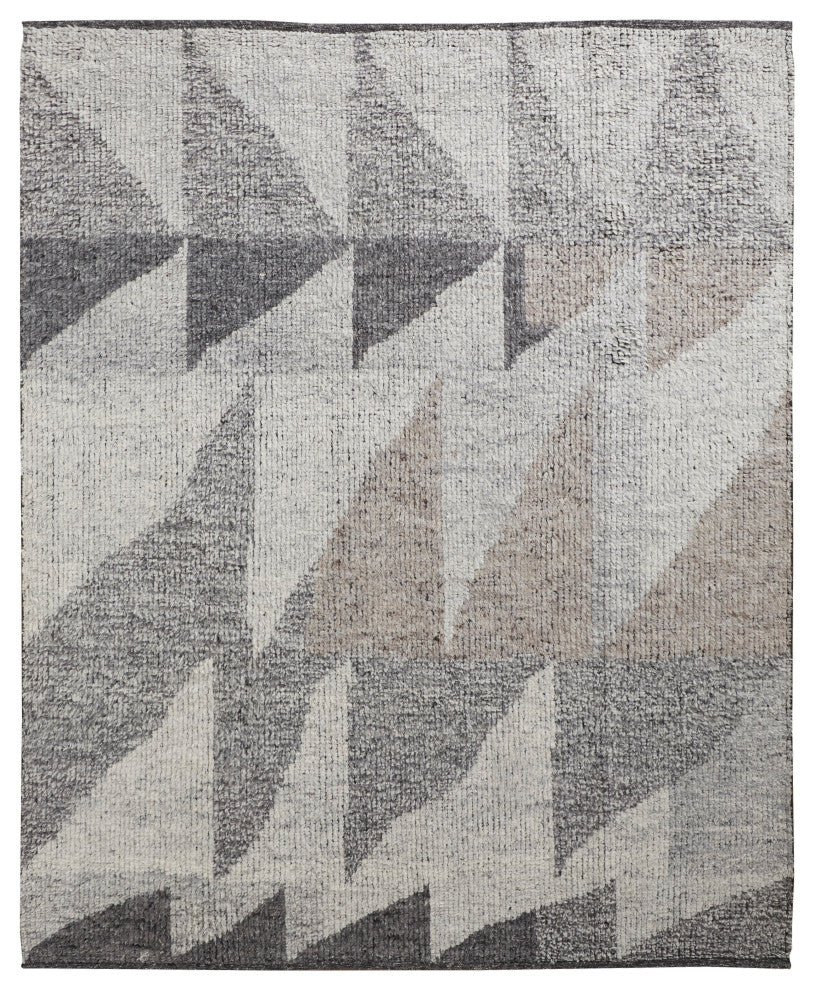 Weave & Wander Rheed Wool Rug, Silver Gray/Taupe, 9ft-6inx13ft-6in Rug