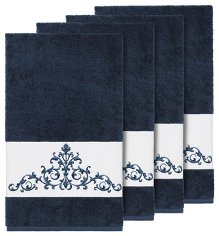 Scarlet 4-Piece Embellished Bath Towel Set, Midnight Blue