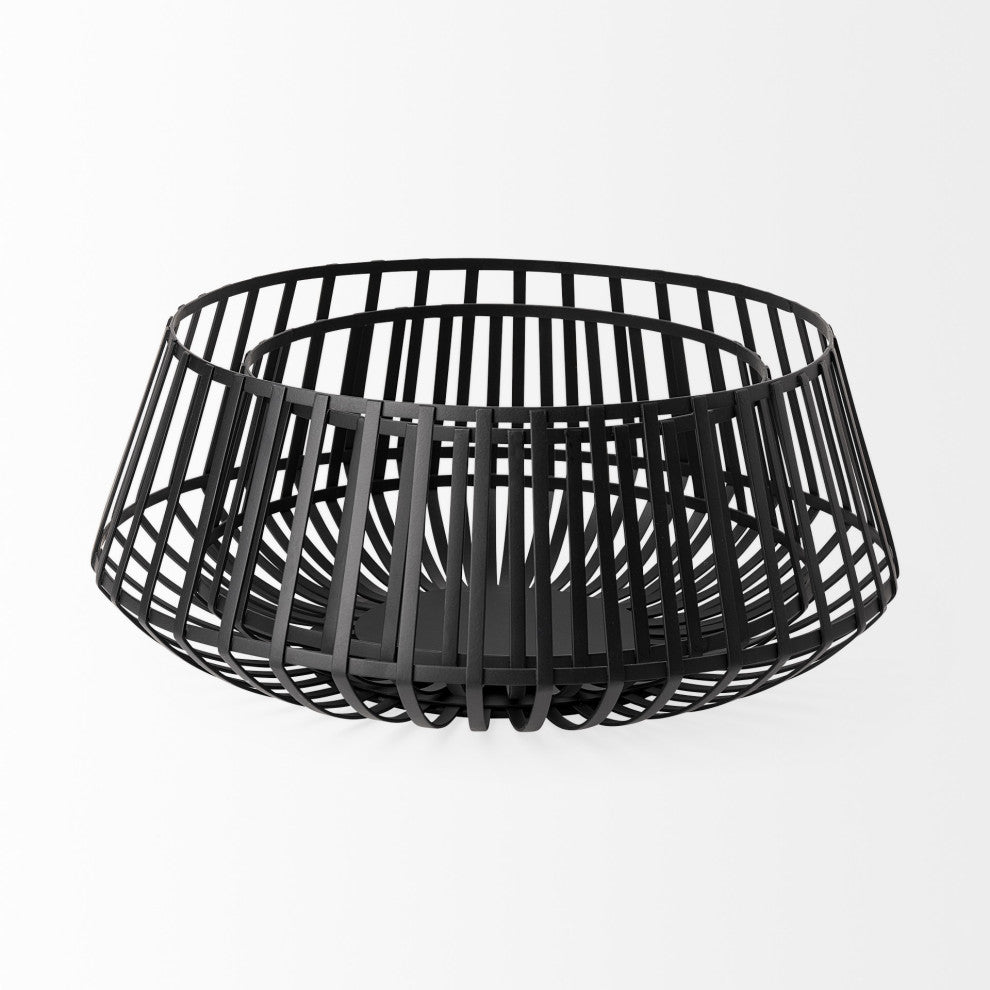 Set of Two Black Metal Wire Decorative Bowls