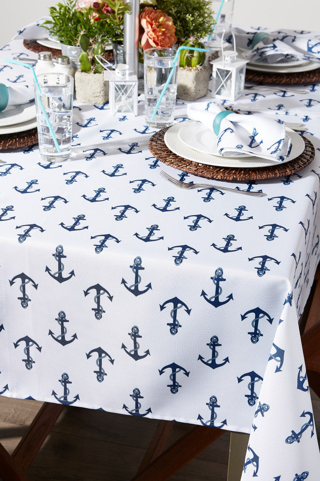 Anchors Print Outdoor Tablecloth With Zipper 60X120