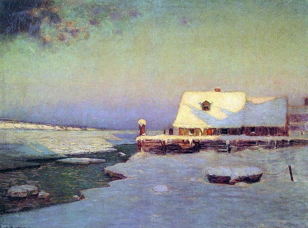 Lowell Birge Harrison Winter Twilight, Gallery Wrapped Canvas Print, 21"x28"