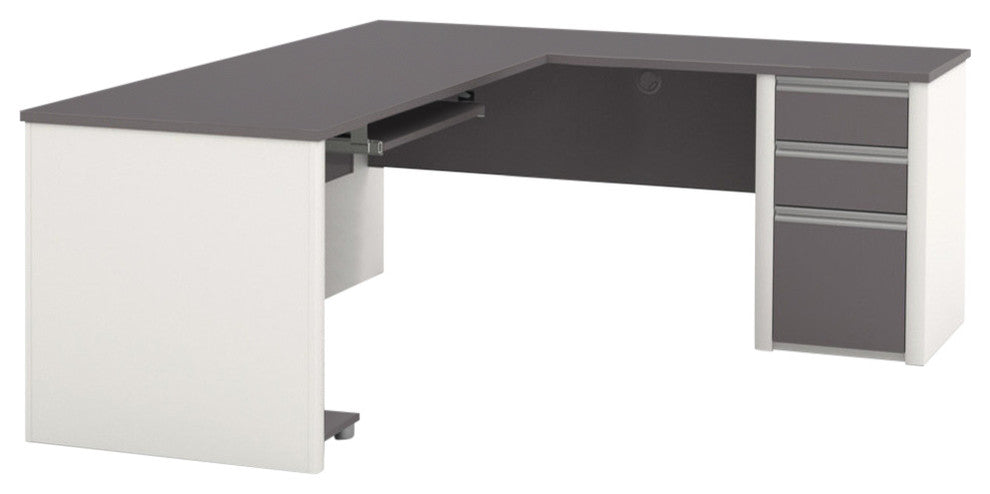 Bestar Connexion L-Shaped Desk in Sandstone