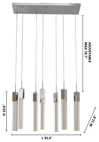 Crystal Cascade Multi-Light Pendant, Chrome