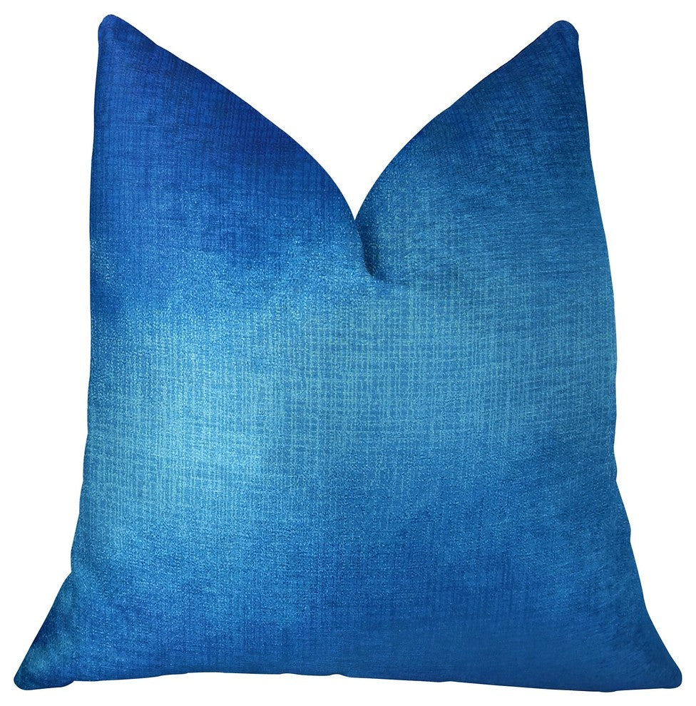 Electric Azure Blue Handmade Luxury Pillow, 12"x20"