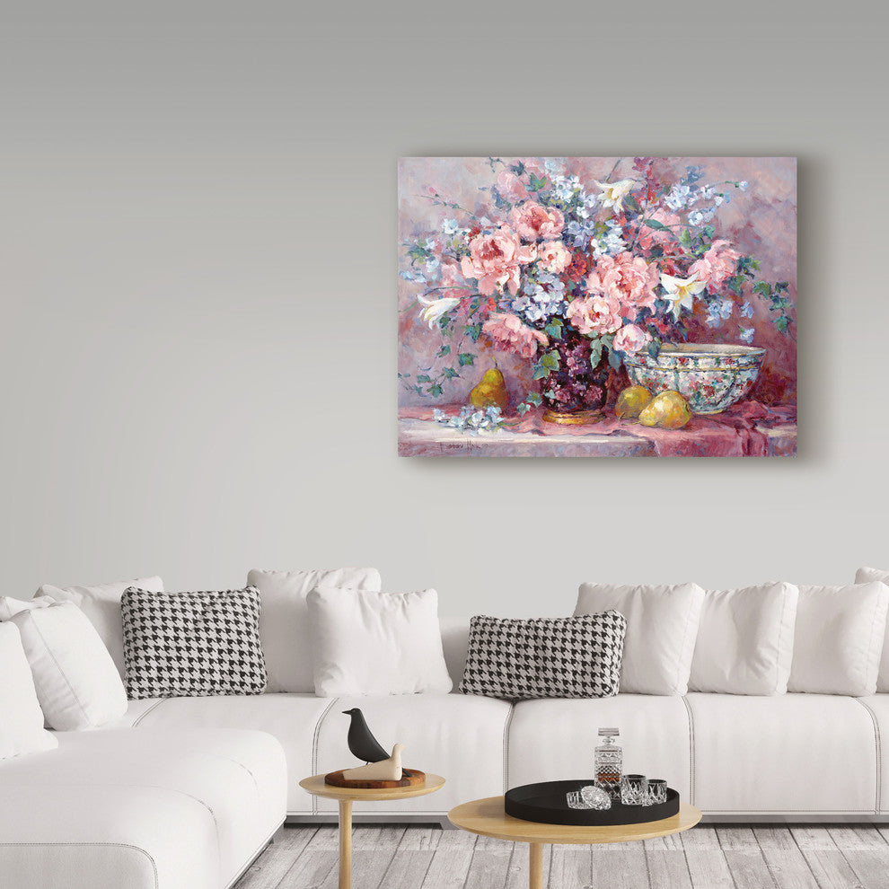 Barbara Mock ''Pears And Posies'' Canvas Art