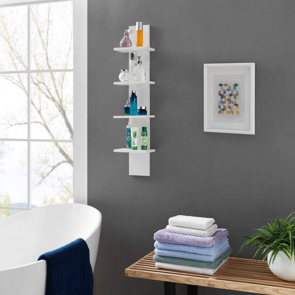 Danya B. Arica Utility Column 4-Tier Spine Wall Shelves, White