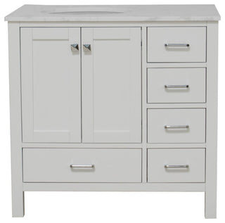Horizon 36" Bathroom Vanity, White, Engineered Carrara