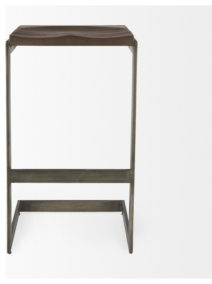30" Black Cheeky Wood and Metal Bar Stool