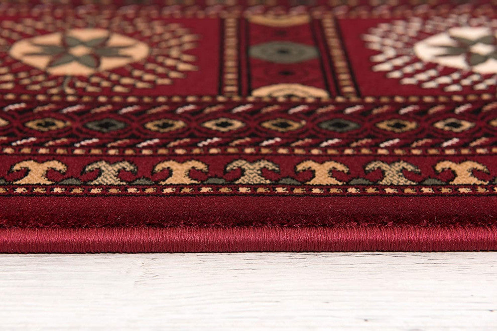 5" x 8" Red Eclectic Geometric Pattern Area Rug
