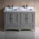 Oxford Double Sink Bathroom Cabinets With Top and Sinks, Gray, 48"